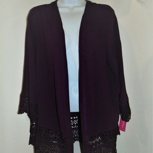 New Lace Trim Kimono-Cardigan Topper Jacket